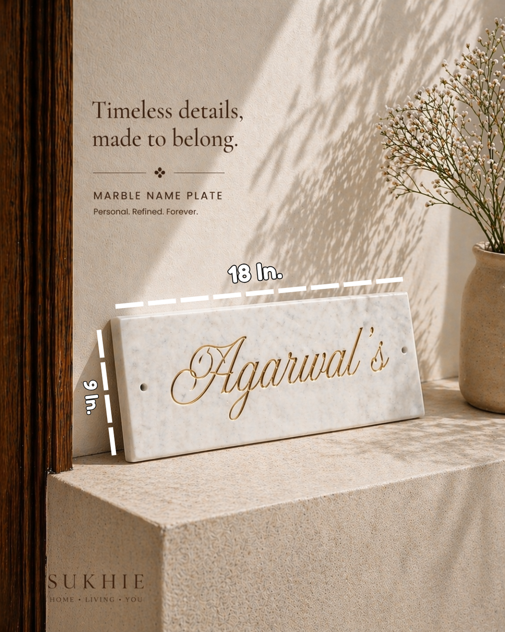 White Marble Name Plate – Personalized