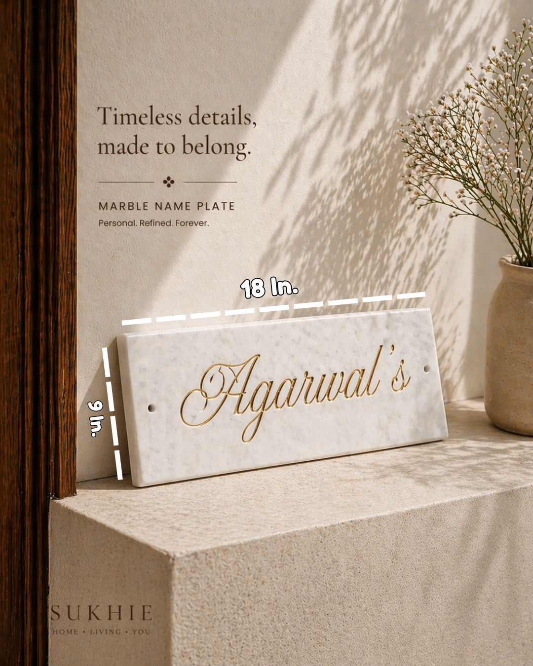 White Marble Name Plate – Personalized