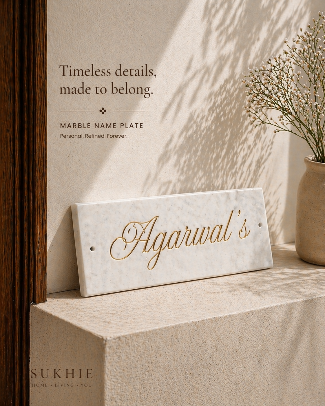 White Marble Name Plate – Personalized