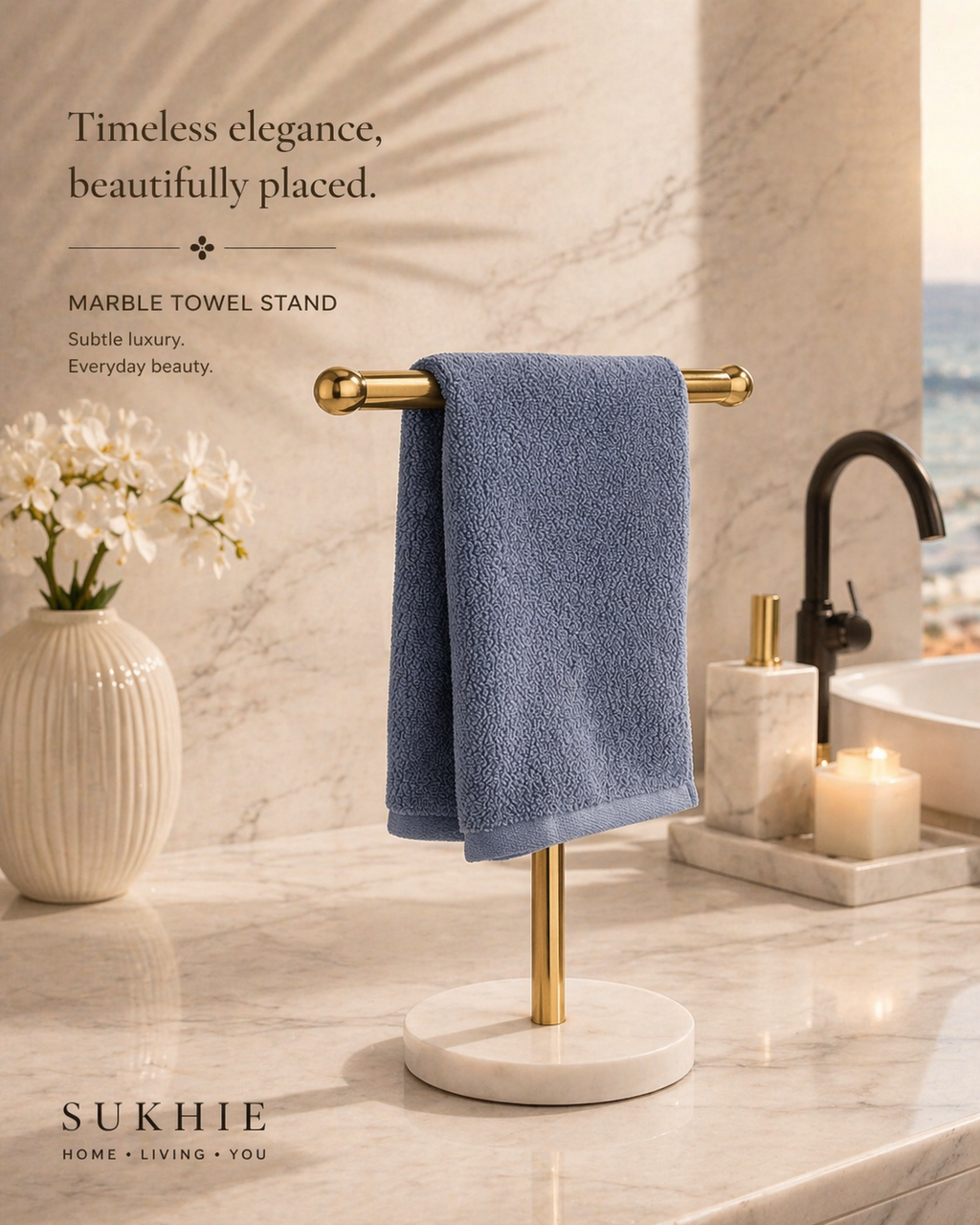Marble & Gold Towel Stand