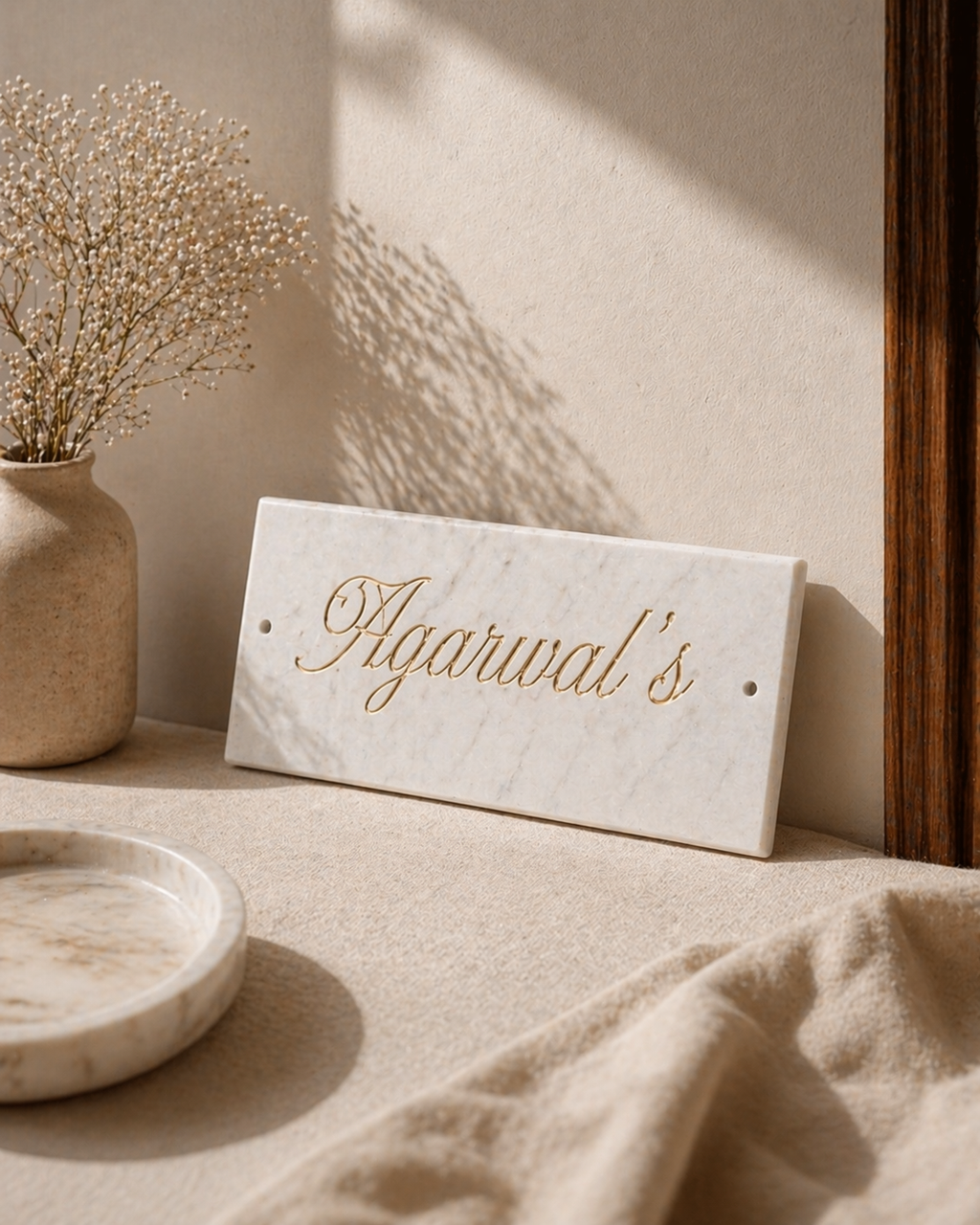 White Marble Name Plate – Personalized
