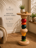 Shuffle Accent Table – Handcrafted Channapatna Wooden Side Table