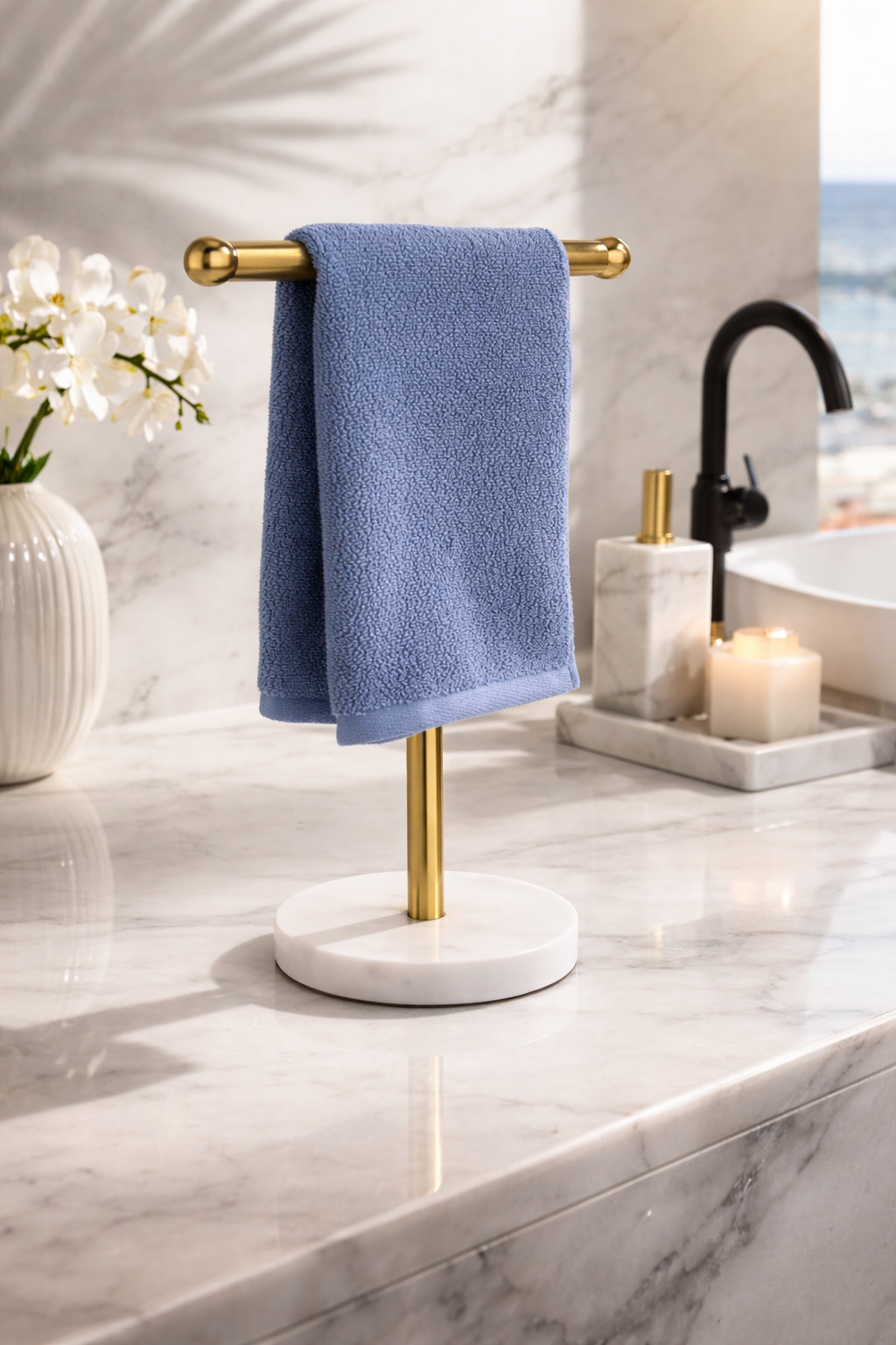 Marble & Gold Towel Stand